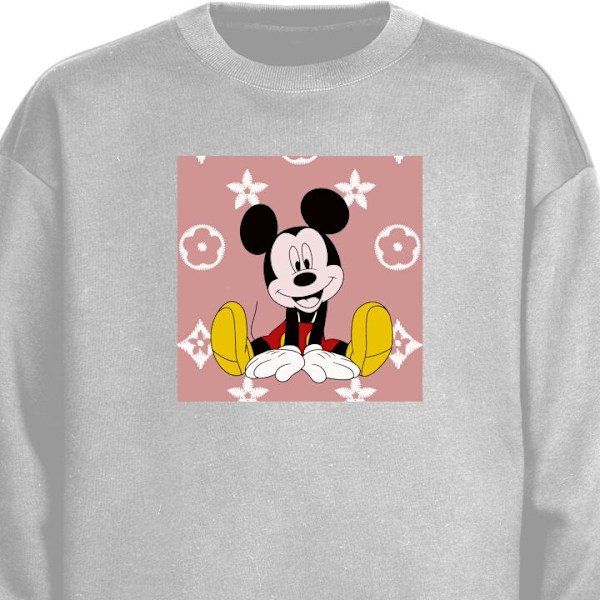 Sweatshirt til Voksne | Klassisk Collegebluse Mickey Mouse grå XXL