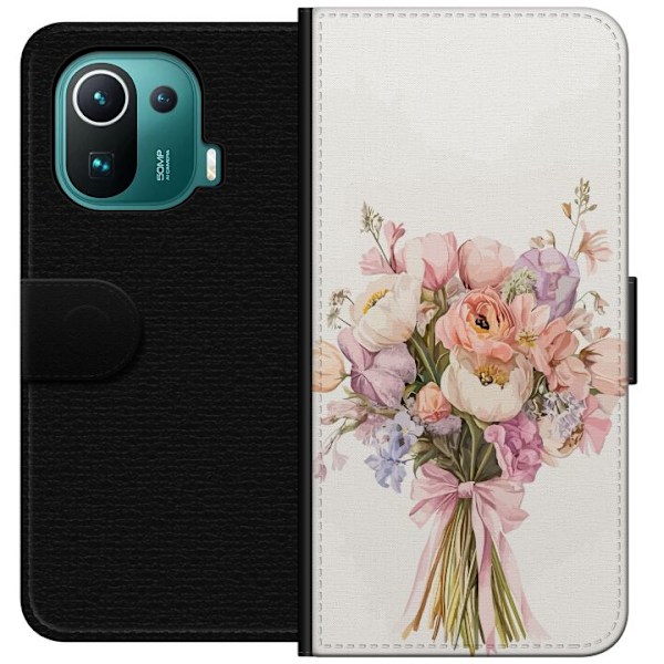 Xiaomi Mi 11 Pro Plånboksfodral Mobilskal med färgglad blomb