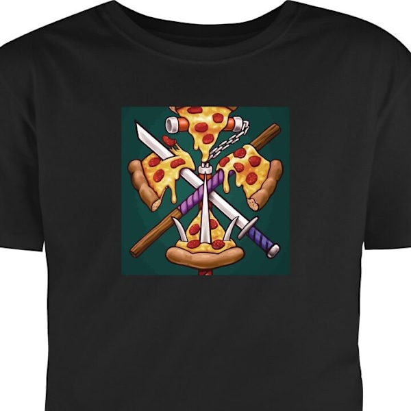 T-shirt til Voksen | Klassisk Voksen T-shirt Pizza sort S