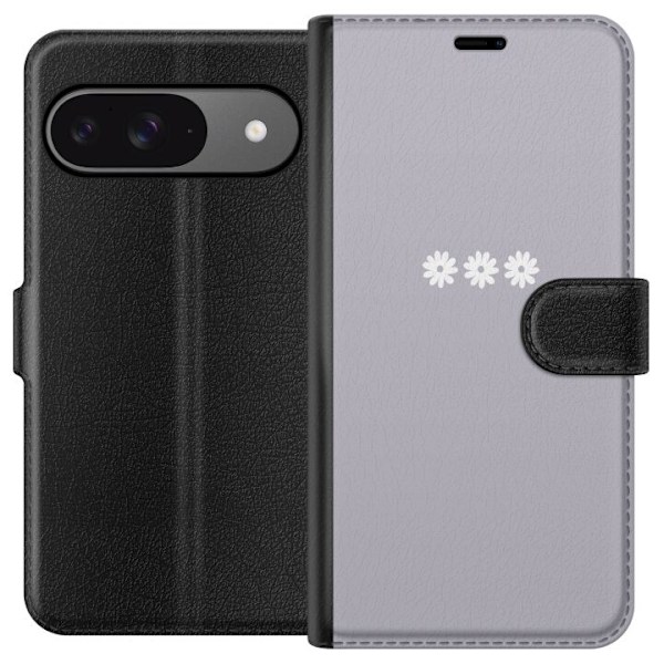 Google Pixel 9 Lompakkokotelo Lila Blomminimalismi - tyylikäs kukkakuva lila taustalla