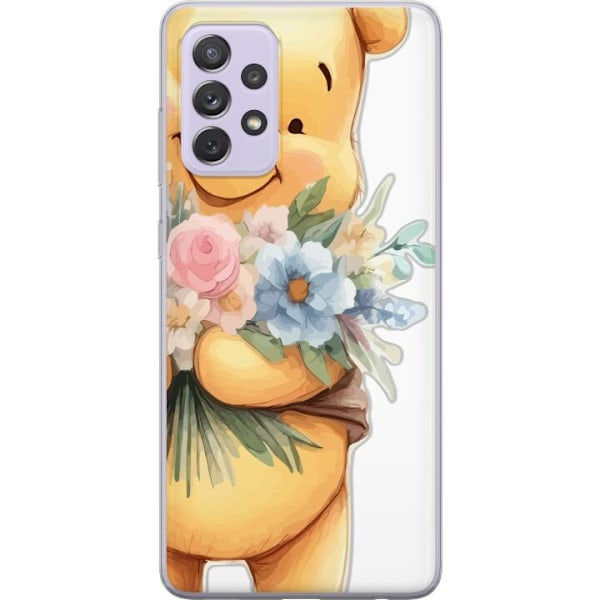Samsung Galaxy A52s 5G Genomskinligt Skal Nalle Puh med blommor – klassisk barnfavorit i blommande vårmiljö