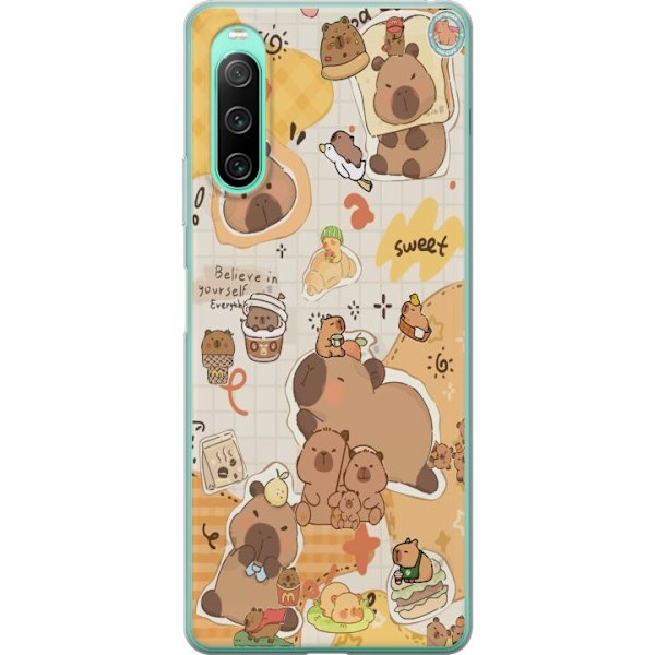 Sony Xperia 10 IV Läpinäkyvä kuori Kawaii capybara mobilskal med gulliga djurmotiv