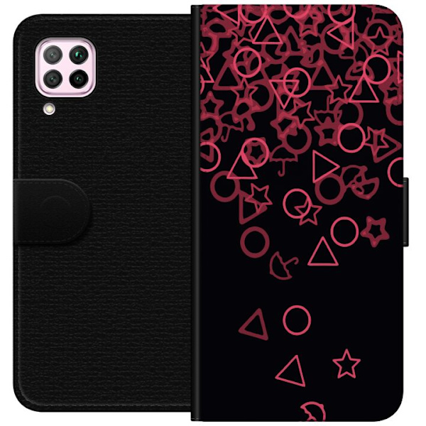 Huawei P40 lite Tegnebogsetui Squid Game Ikoner Serie Design Populært TV Spil Ikoner Grafisk Motiv Asiatisk Trend Dramaserie