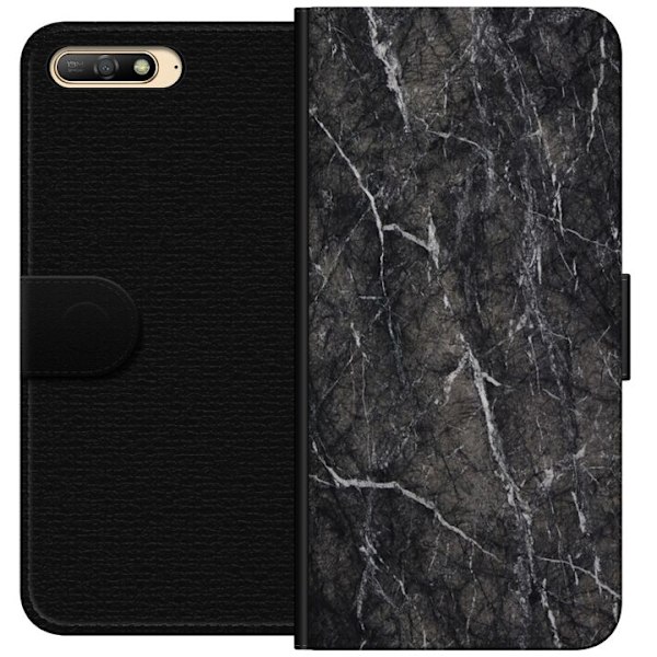 Huawei Y6 (2018) Tegnebogsetui Sort Marmor