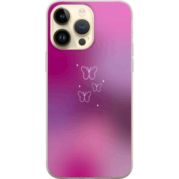 Apple iPhone 15 Pro Max Gennemsigtig cover Sommerfugle Lilla