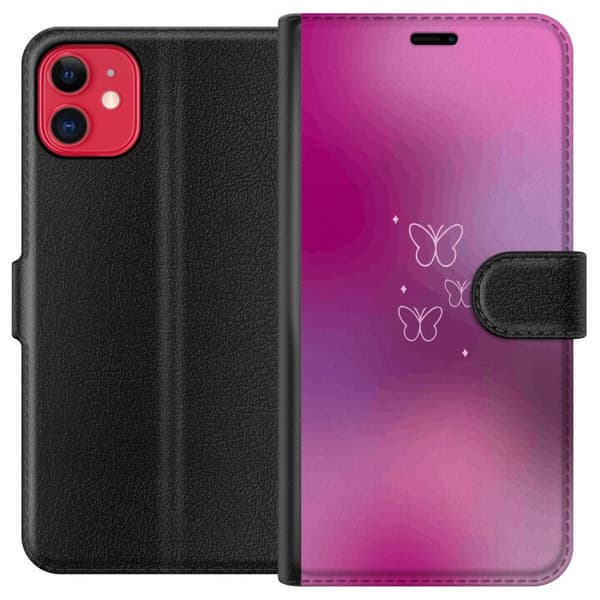 Kompatibel Tegnebogsetui til Apple iPhone 11 Sommerfugle Lilla