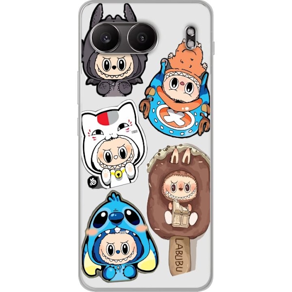 OnePlus Nord 4 Gjennomsiktig deksel Labubu figure samling - Pop Mart Labubu The Monsters i fargerik design