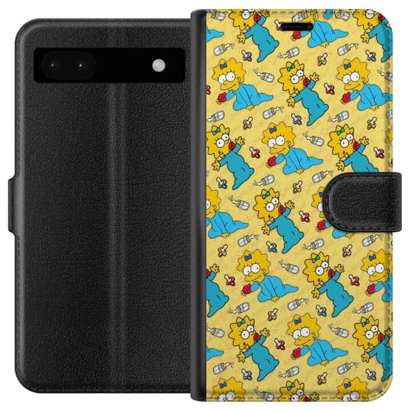 Kompatibel Tegnebogsetui til Google Pixel 6a Mønster med Maggie Simpson, sutter og sutteflasker gul