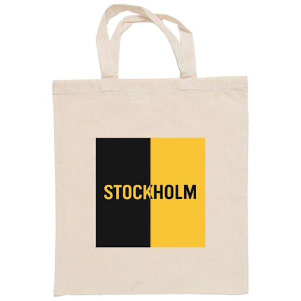 Mulepose | Holdbar Indkøbstaske i Stof Stockholm - fodbold Beige one size
