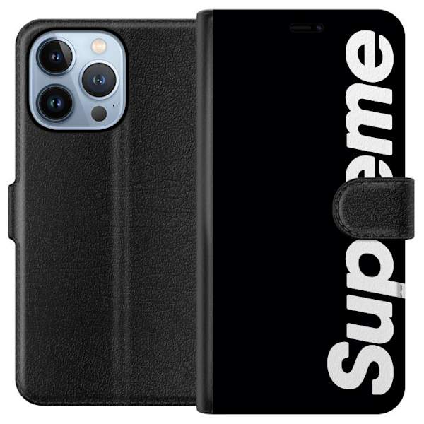 Apple iPhone 13 Pro Lompakkokotelo Supreme Musta Valkoinen Streetwear Suunnittelu Klassinen Muoti-ikoni Trendi Urbani Tyyli Graafinen Motiivi Suosittu