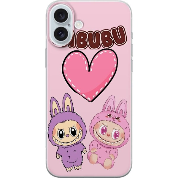 Apple iPhone 16 Plus Läpinäkyvä kuori Labubu Pink Monster
