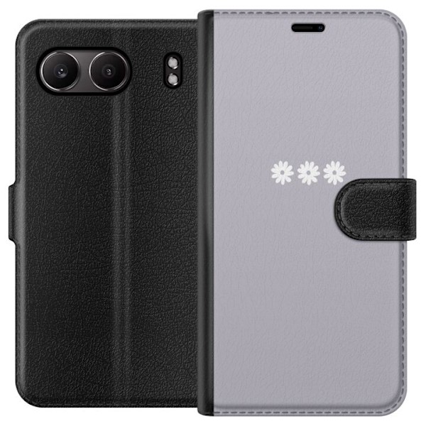 OnePlus Nord 4 Plånboksfodral Lila Blomminimalism – stilrent blommotiv på lila bakgrund