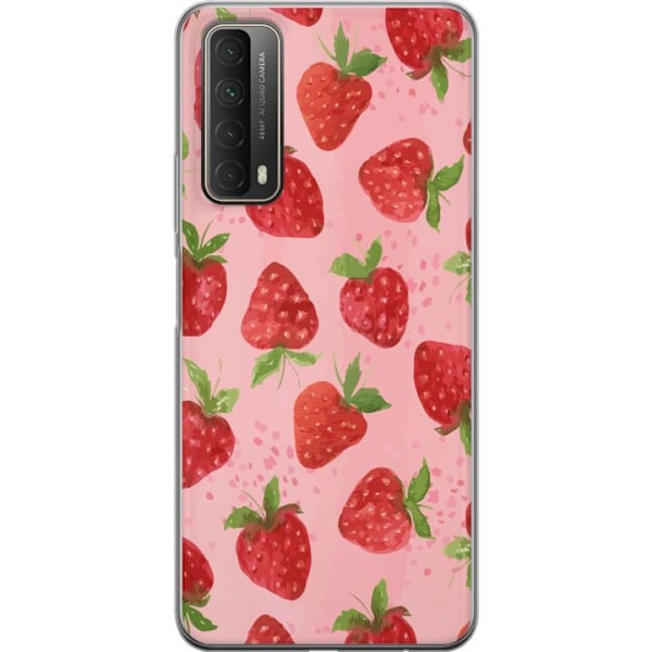 Huawei P smart 2021 Genomskinligt Skal Strawberry Dreams – jordgubbsmönster i retrostil