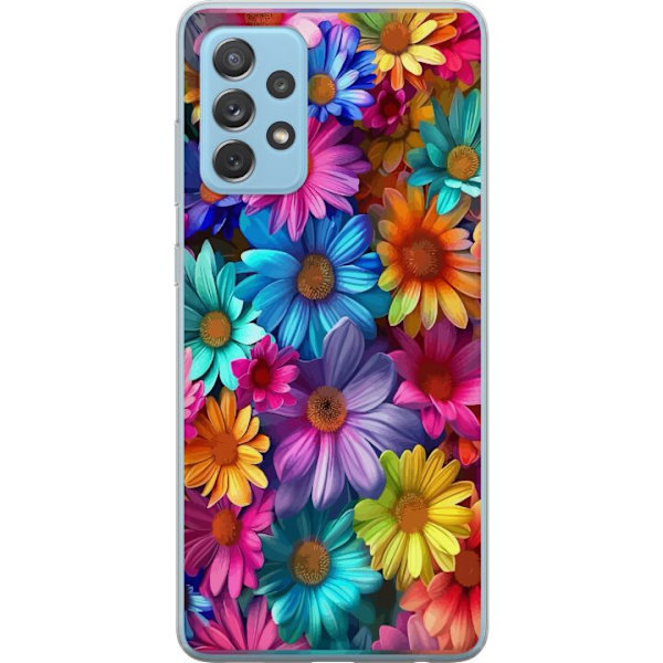 Samsung Galaxy A52 5G Genomskinligt Skal Gerbera Blommor Färgglad Dekor Blommotiv Populärt Heminredning Färg Rik Väggkonst Design