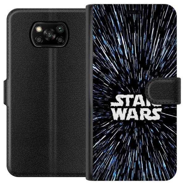 Kompatibel Tegnebogsetui til Xiaomi Poco X3 NFC Star Wars-logo med hyperspace-stjerner i ikonisk sci-fi-design sort