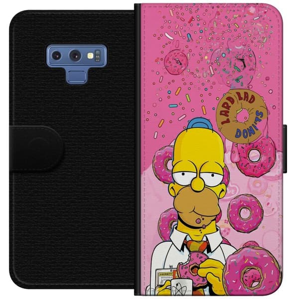 Kompatibel Tegnebogsetui til Samsung Galaxy Note9 Homer Simpson spiser lyserøde donuts mod en farverig baggrund pink