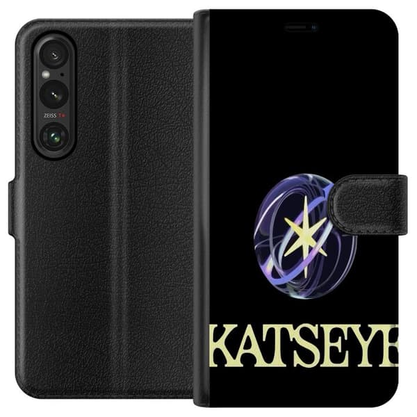 Kompatibel Tegnebogsetui til Sony Xperia 1 V KATSEYE logotyp sort