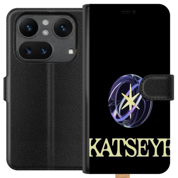 Kompatibel Tegnebogsetui til Nothing Phone (4a) KATSEYE-logo med gul stjerne, lilla omløbsringe og lys typografi mod sort baggrund sort