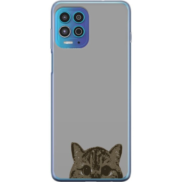 Motorola Moto G100 Gennemsigtig cover Grå Katteblik - stilful