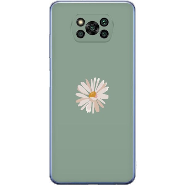Xiaomi Poco X3 Pro Läpinäkyvä kuori Vihreä Minimalikukka - tyylikäs kukka vihreällä taustalla