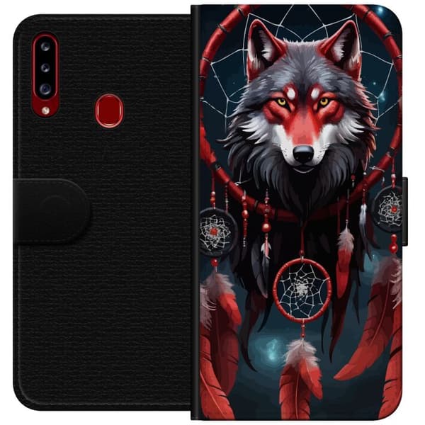 Kompatibel Tegnebogsetui til Samsung Galaxy A20s Ulven