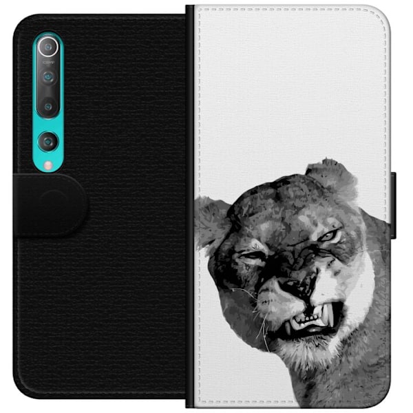 Xiaomi Mi 10 5G Tegnebogsetui Løve Kunstnerisk Dyremotiv Afrikansk Stil Jungle Følelse Grafisk Design Hjemmedekoration Dyr Tema
