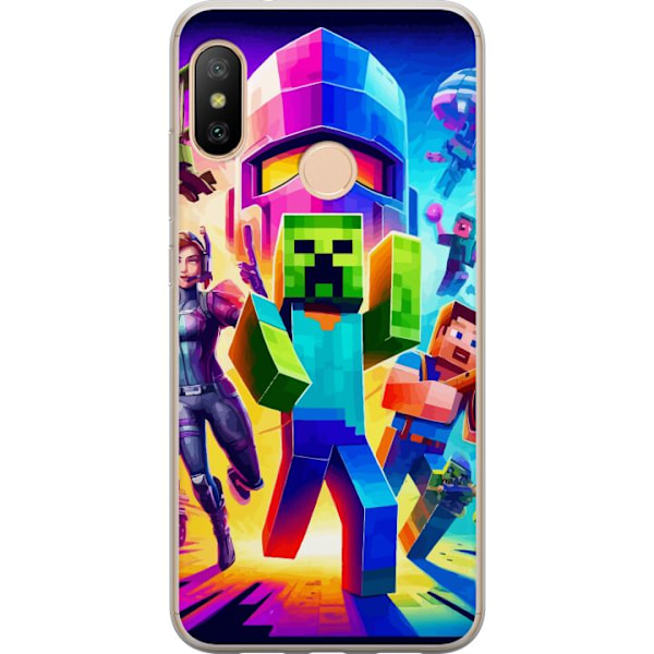 Xiaomi Redmi 6 Pro Gennemsigtig cover Fortnite vs Minecraft