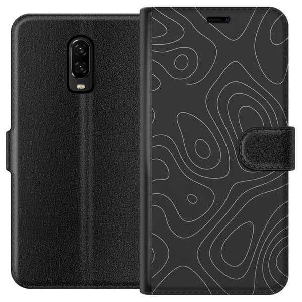 Kompatibel Tegnebogsetui til OnePlus 6T Grå kortlinjer grå