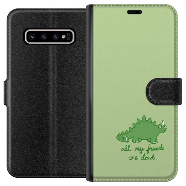 Kompatibelt Lommeboketui til Samsung Galaxy S10+ Dinosaurier