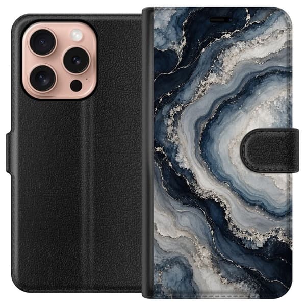 Kompatibelt Lommeboketui til Apple iPhone 16 Pro Nattagat blå
