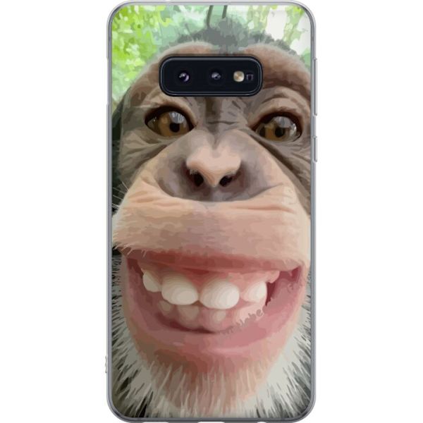 Samsung Galaxy S10e Genomskinligt Skal Chimp Selfie Rolig Grafisk Design Apa Djurmotiv Trend Roligt Motiv Populärt Urban Art Stil