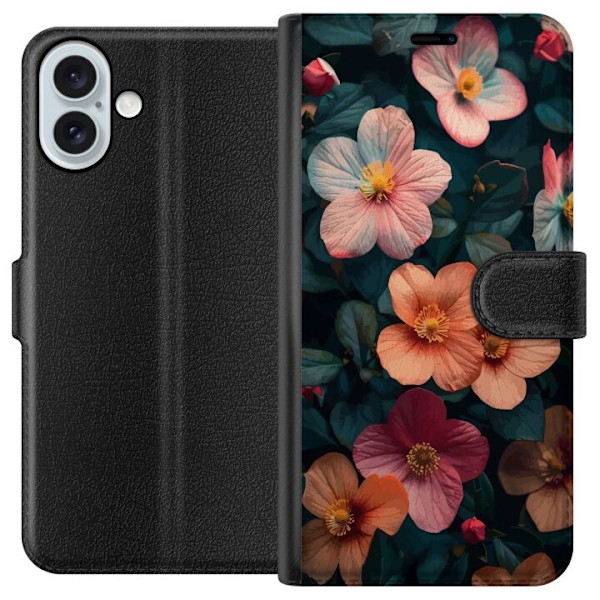 Apple iPhone 16 Plus Tegnebogsetui Blomster