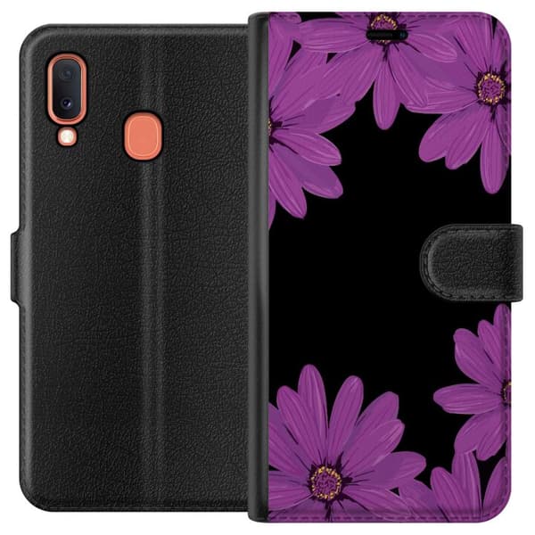 Kompatibelt Plånboksfodral till Samsung Galaxy A20e Blomsterverk