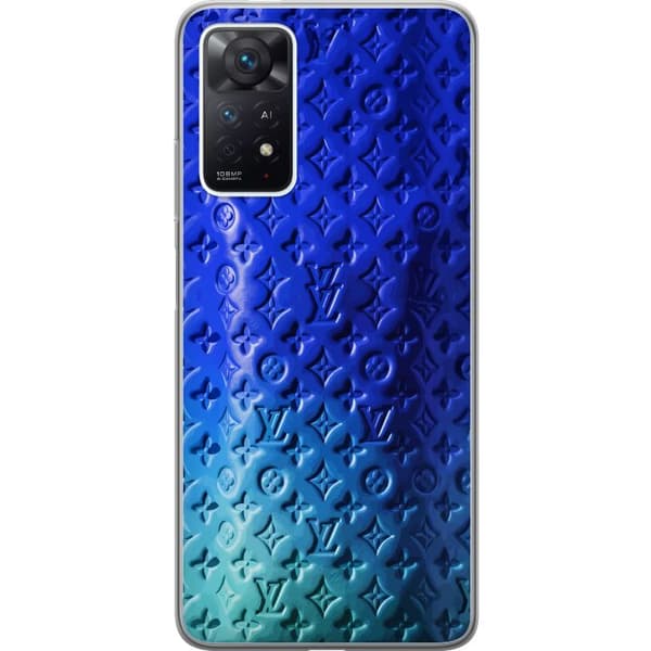 Kompatibelt Mobildeksel til Xiaomi Redmi Note 11 Pro Blått luksuriøst monogrammønster med elegant preget tekstur blå