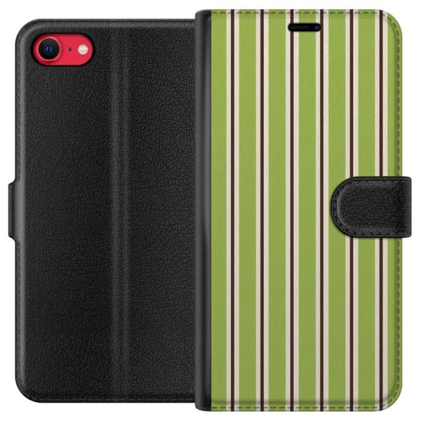 Kompatibelt Plånboksfodral till Apple iPhone 8 Matcha Stripe grön