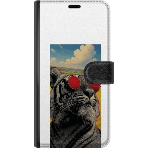 Kompatibel Tegnebogsetui til Apple iPhone 5s Cool tiger med røde solbriller i pop kunststil grå