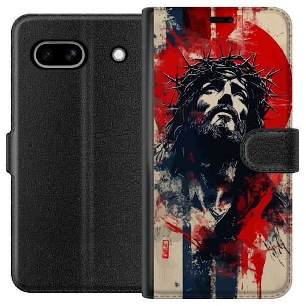 Google Pixel 7a Lommeboketui Jesus med kors - kristent motiv m