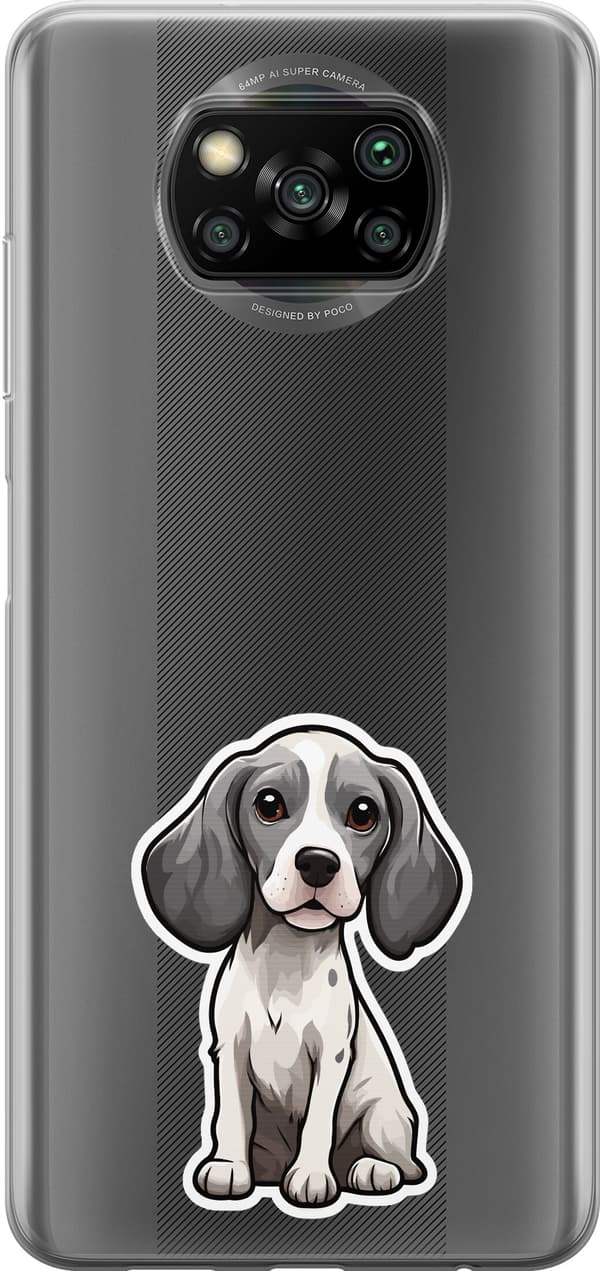 Kompatibelt Mobilskal till Xiaomi Poco X3 NFC Gråvit beaglevalp - Grått motiv med gråvit beaglevalp. grå