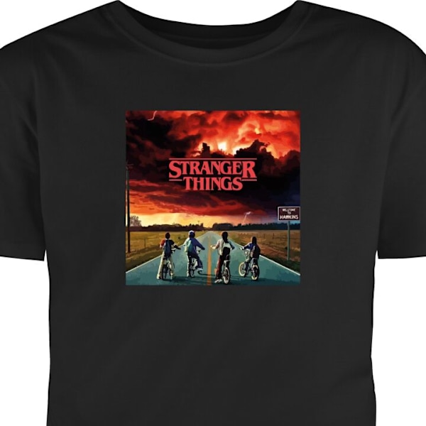 Børne T-shirt | Behagelig T-shirt til Børn Stranger Things sort 3-4 År