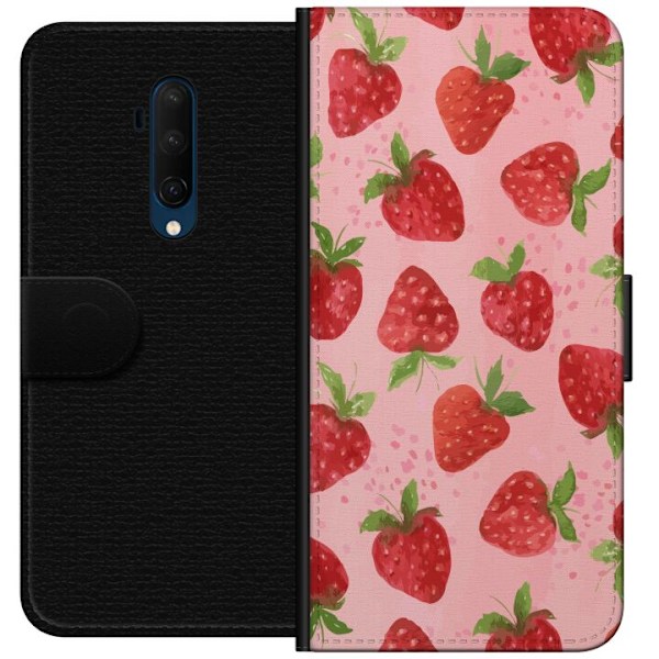 OnePlus 7T Pro Plånboksfodral Strawberry Dreams – jordgubbsmönster i retrostil