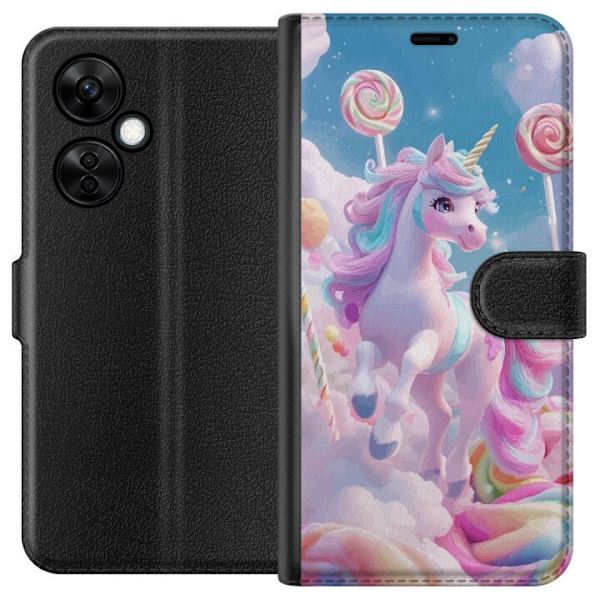 OnePlus Nord CE 3 Lite Lommeboketui Enhjørning Candy Pastell Kawaii Motiv Søt Populær Farge Grafisk Trend Barne Motiv Fantasy Art