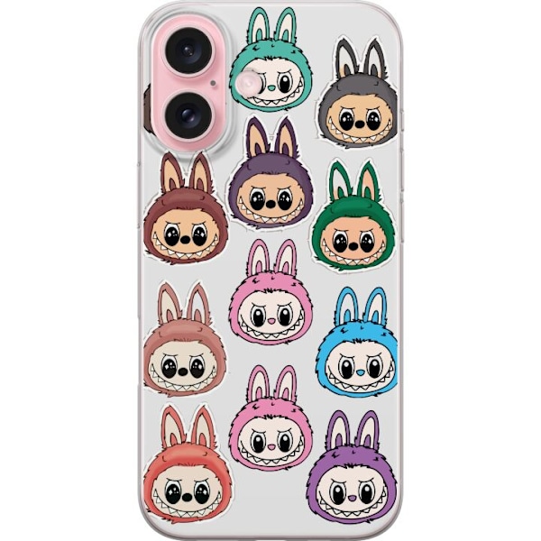Apple iPhone 16 Gjennomsiktig deksel Labubu Macaron Monster -