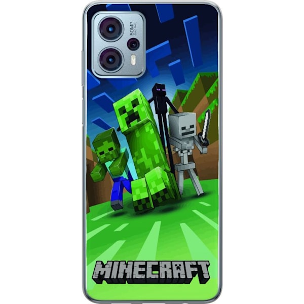 Motorola Moto G23 Läpinäkyvä kuori Minecraft Creeper mobilskal i klassisk grön pixelstil