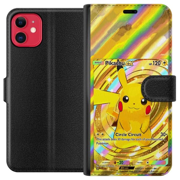 Kompatibelt Lommeboketui til Apple iPhone 11 Gullig Pikachu EX samlebilde med regnbueeffekter gull