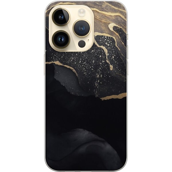 Apple iPhone 14 Pro Gjennomsiktig deksel Svart gull abstrakt