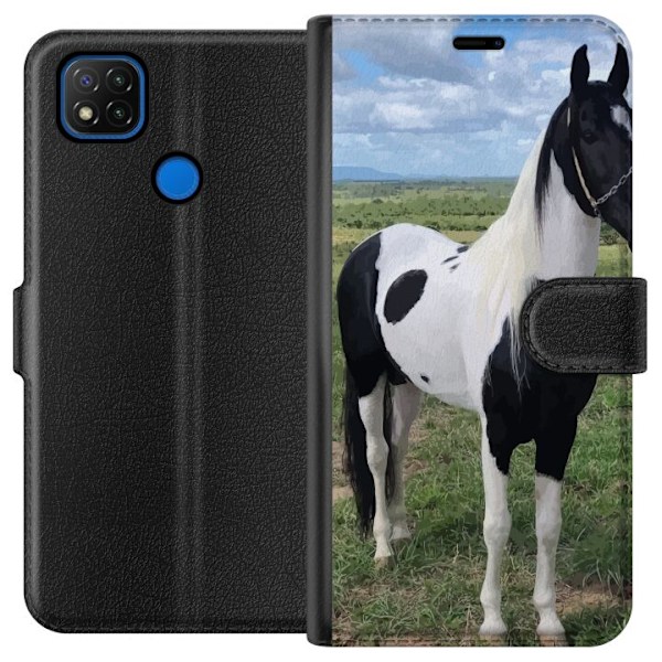 Xiaomi Redmi 9C Tegnebogsetui Hestemagi - stiliseret hest i en