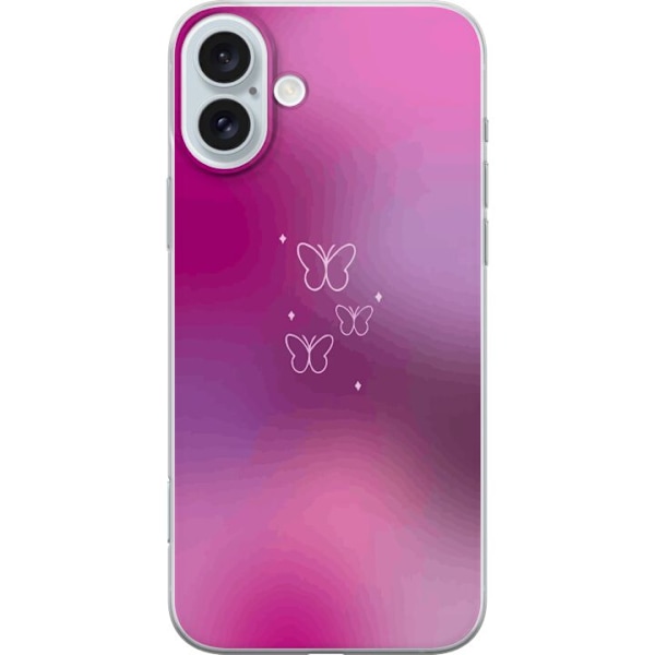 Apple iPhone 16 Plus Gennemsigtig cover Sommerfugle Lilla