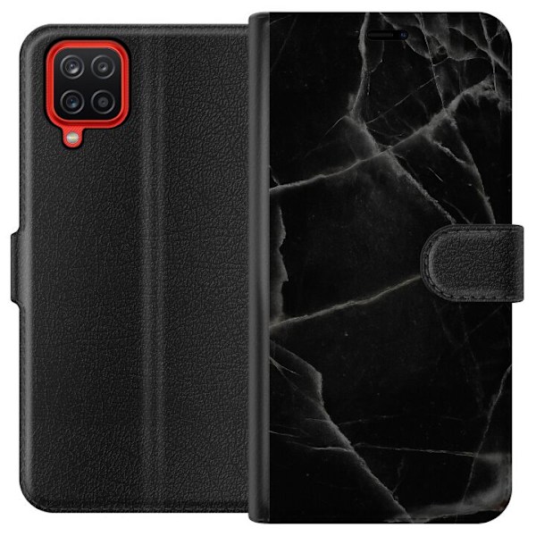 Samsung Galaxy A12 Plånboksfodral Svart marmor