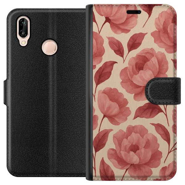 Huawei P20 lite Plånboksfodral Rose Bloom