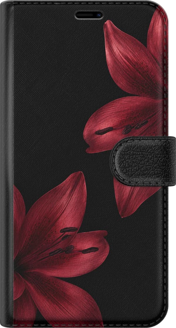 Kompatibelt Plånboksfodral till Samsung Galaxy S21 Crimson Lily svart